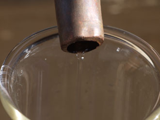 distillation plante aromatique huile essentielle à la sortie du distillateur